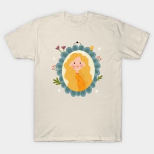 Cute blonde curly girl illustration T-Shirt